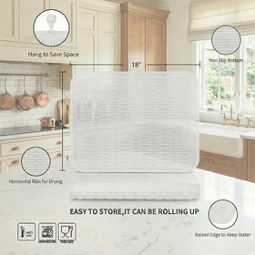 MicoYang silicone mat on the kitchen counter prevents slips and handles frequent spills.