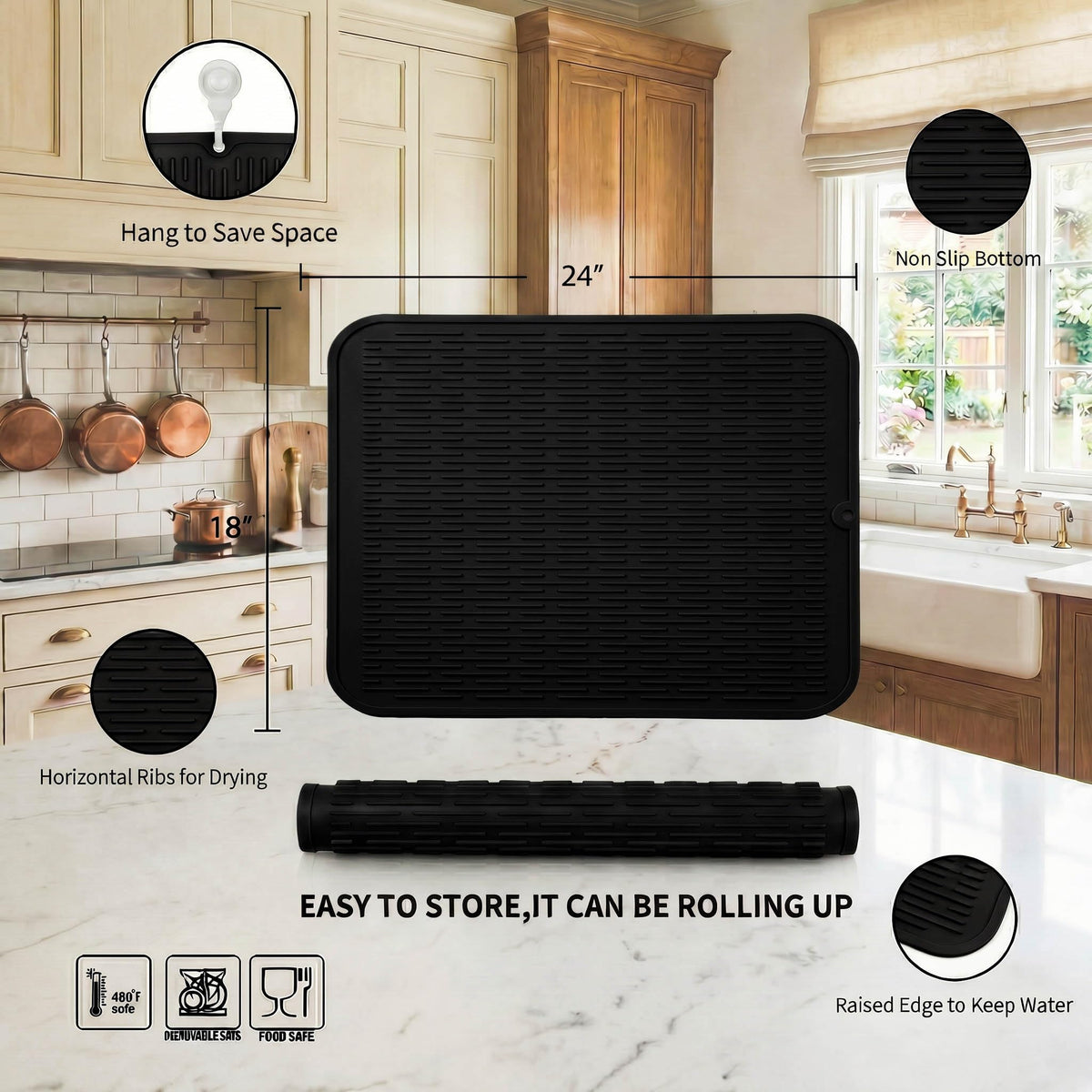 MicoYang silicone mat used as fridge or drawer liner to keep shelves organized