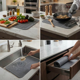 MicoYang mat used as fridge or drawer liner to keep shelves neat
