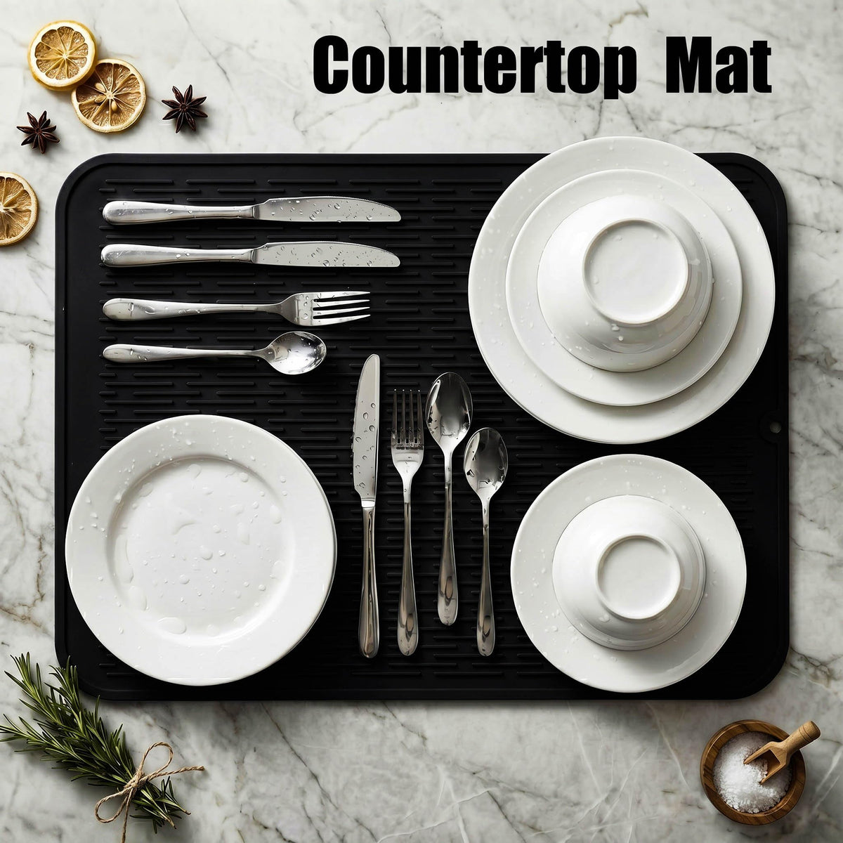 Non-slip surface of MicoYang mat for pet bowls and kitchenware