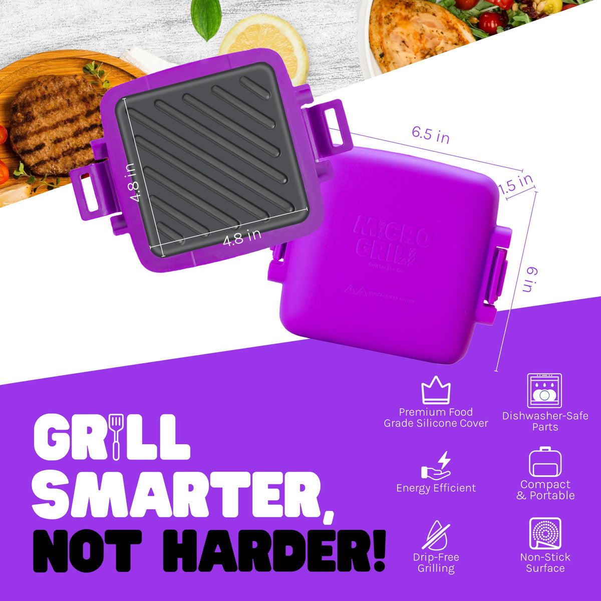Micro Grill Classic dishwasher-safe design for effortless cleanup after meals.