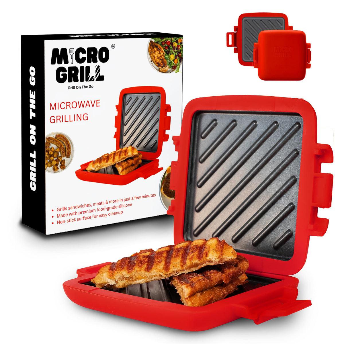 Micro Grill Classic microwave sandwich maker delivers crispy results in minutes.