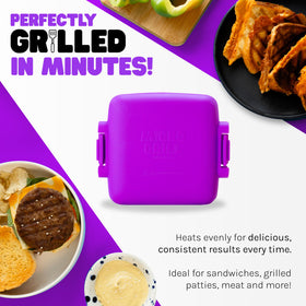 Micro Grill Classic thick silicone cover shown for safe handling and even heat.