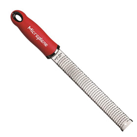 Microplane Classic Red Zester Grater front view for precise citrus zesting.