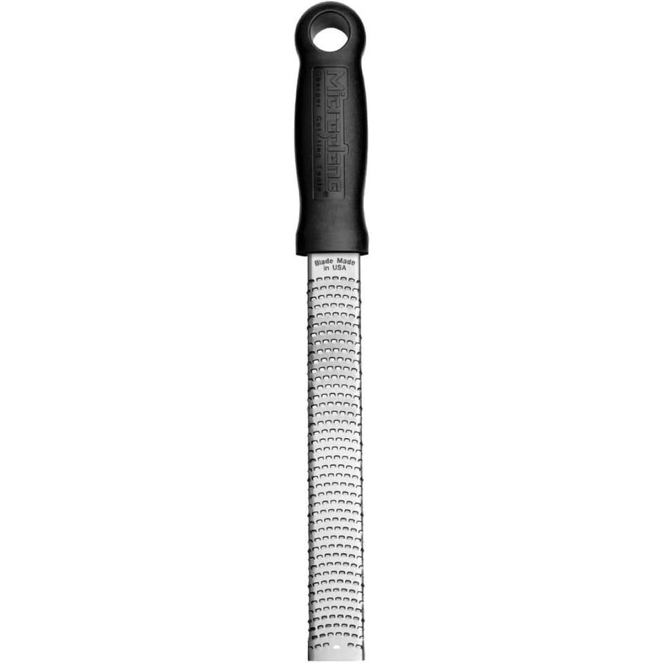 Microplane Classic Zester Black blade closeup for ultra sharp zesting citrus
