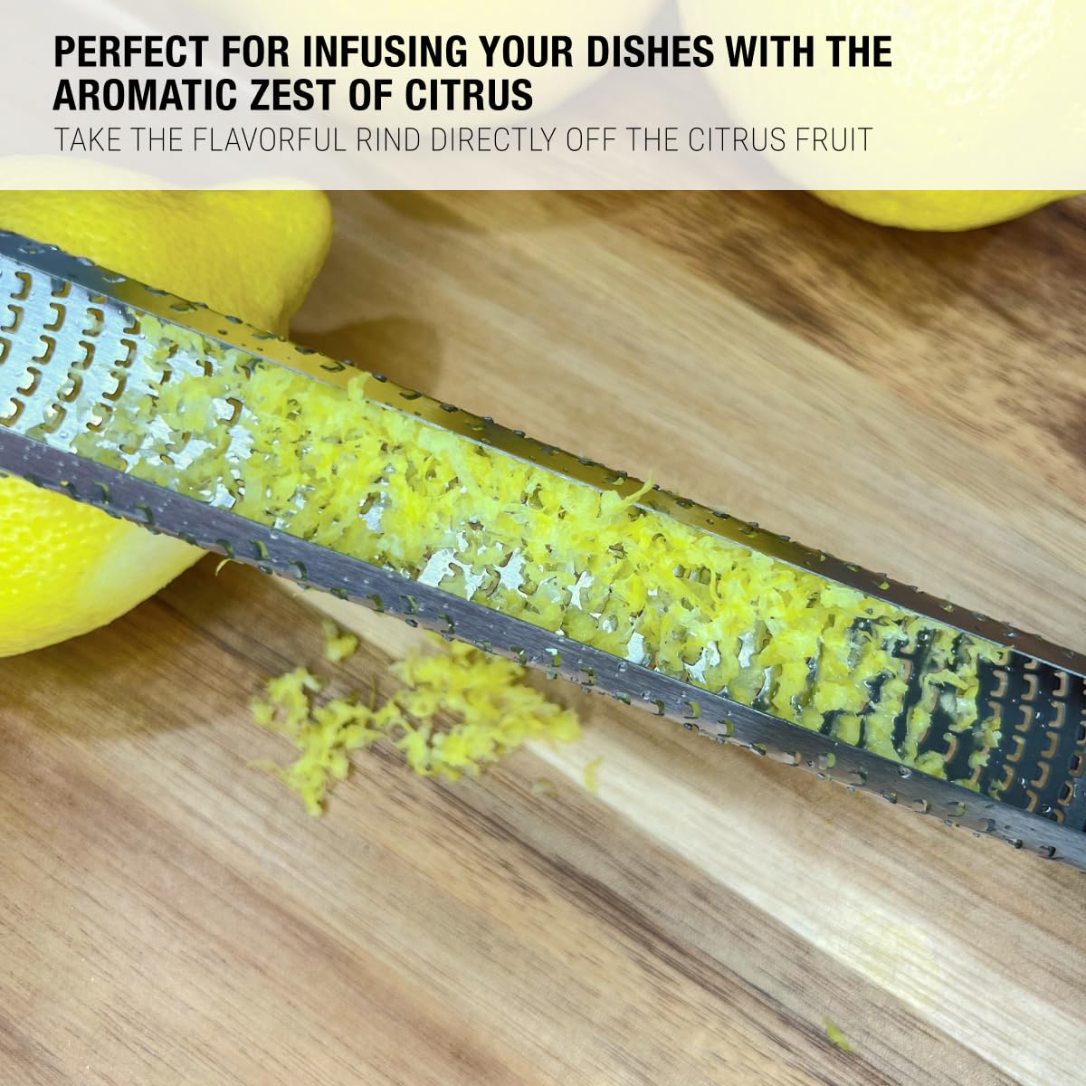 Microplane Classic Zester Black parmesan grating creates fluffy ribbons