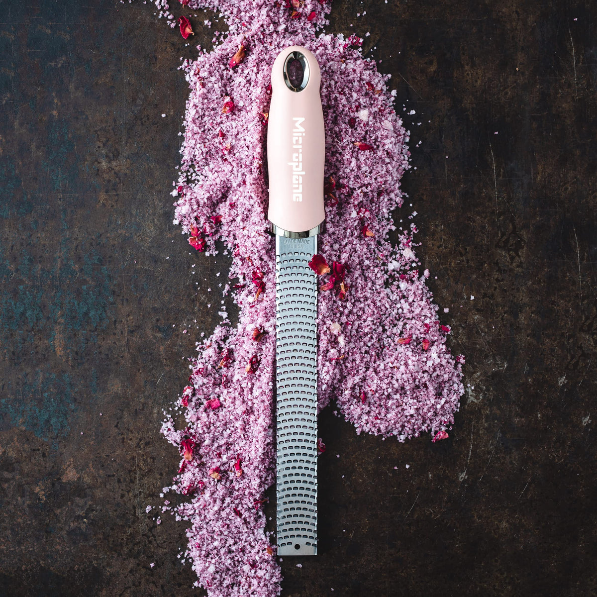 Microplane dusty rose zester dishwasher safe for easy cleanup.