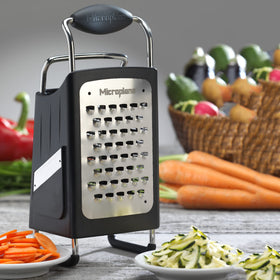 Microplane dishwasher-safe stainless steel blades resist rust and cleanup is simple