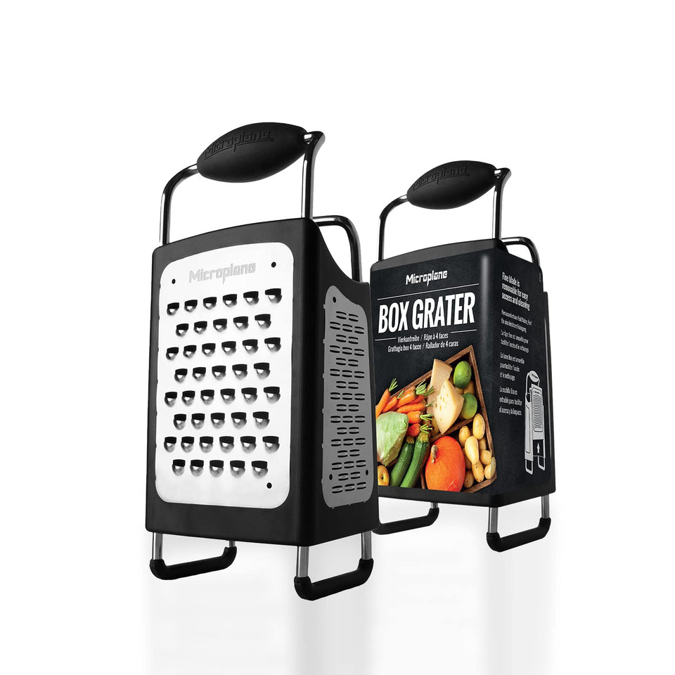 Microplane four-sided box grater top view for versatile food prep