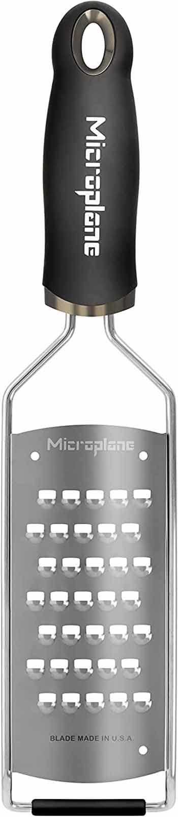 Microplane Gourmet Series cheese grater showing non-slip base for stable countertop use