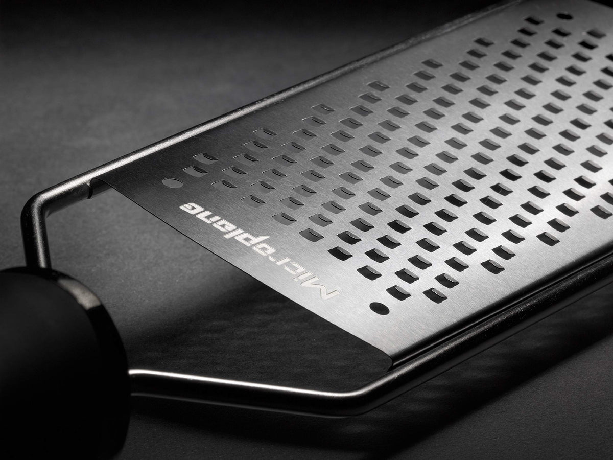 Microplane Gourmet Series grater ideal for hard cheeses like Parmesan