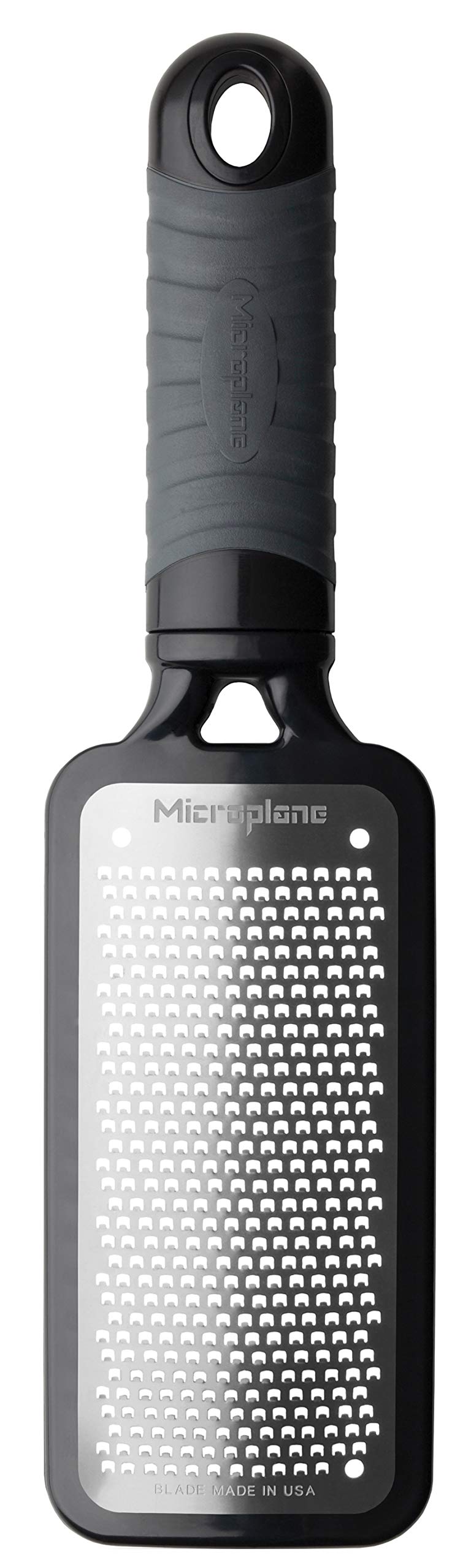 Microplane Home Series fine cheese grater with US stainless blades for hard cheeses.