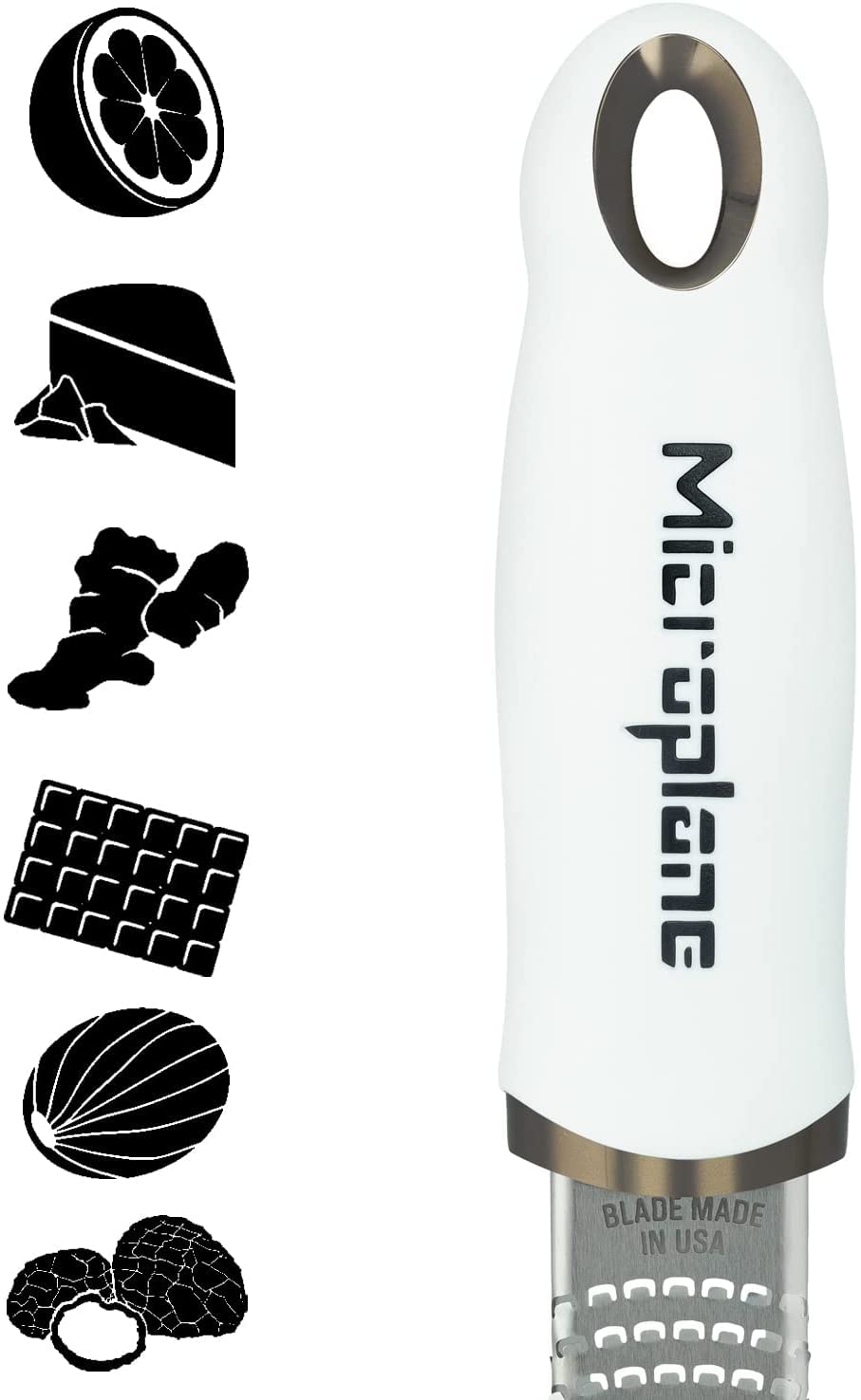 Microplane Premium Classic blade closeup reveals ultra sharp USA-made blades