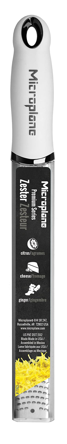 Microplane Premium Classic citrus zester tool white for efficient citrus zesting without pith