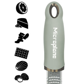 Microplane Premium Classic Zester Sage Green blade close-up highlighting sharp edge
