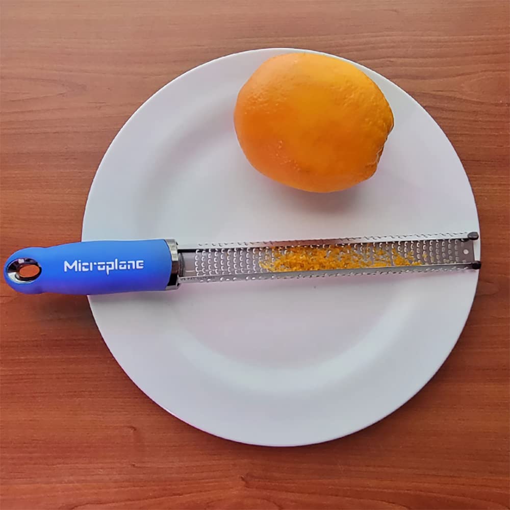 Microplane Premium Classic Zester stainless steel blades resist rust and stay sharp over time.