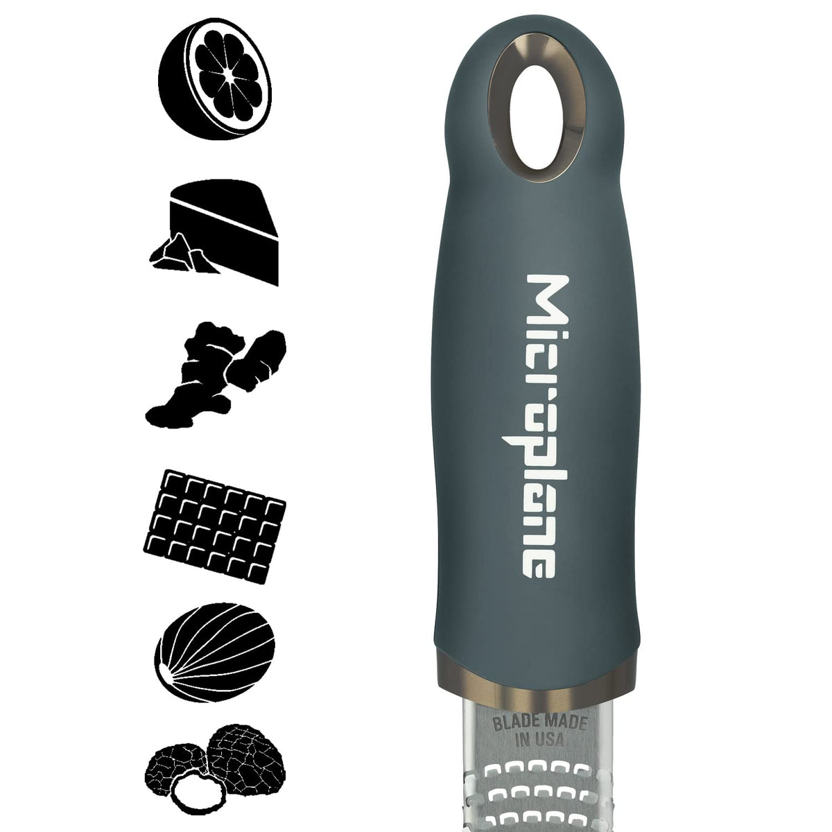Microplane Premium Zester Grater citrus zest close-up for bright vinaigrettes.