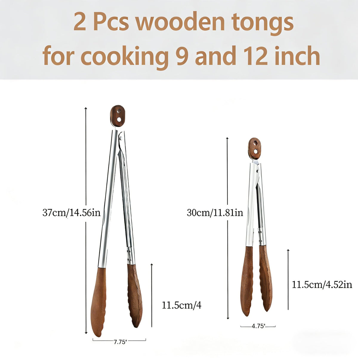Micyples wooden tongs 12-inch wood tip for safe reach on the grill.