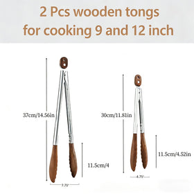 Micyples wooden tongs 12-inch wood tip for safe reach on the grill.