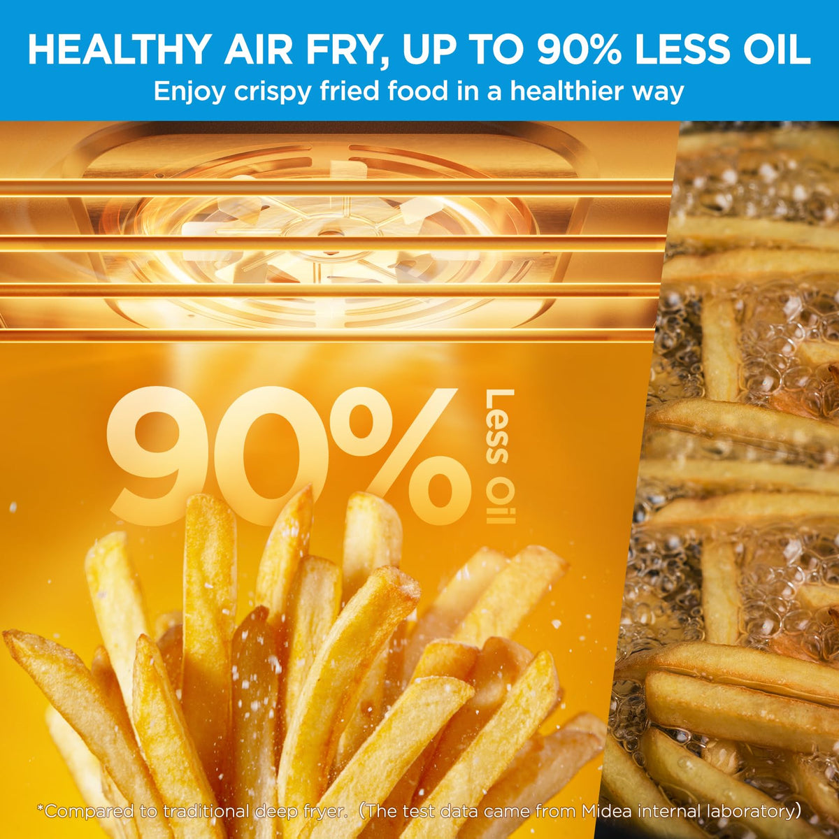 Midea Flexify baking rack and tray set supports even crusts.