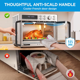 Midea Flexify French-door open demonstrates easy access to ingredients and pans.