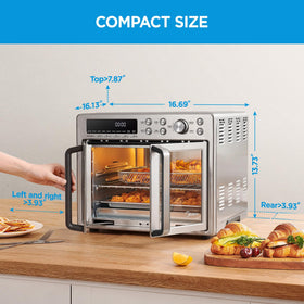 Midea Flexify 26.4 qt capacity supports family meals and batch cooking.