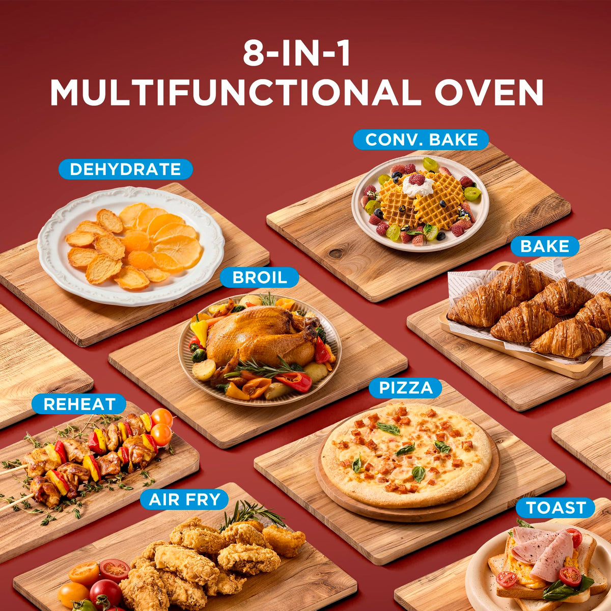 Midea Flexify Slim air fry feature delivers crispy results with up to 90% less oil.