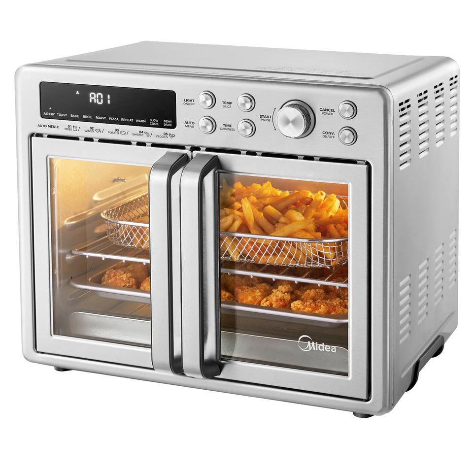 Midea Flexify stainless-steel front for a modern, durable kitchen focal point.