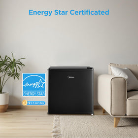 2L bottle door storage on Midea MERM17B0ABB keeps drinks organized.