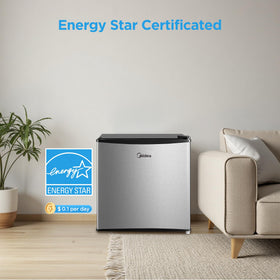 Midea MERM17B0ASL door with 2L bottle storage keeps beverages organized.
