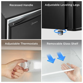 Midea MERM33S1ABB 2L bottle rack keeps drinks organized.