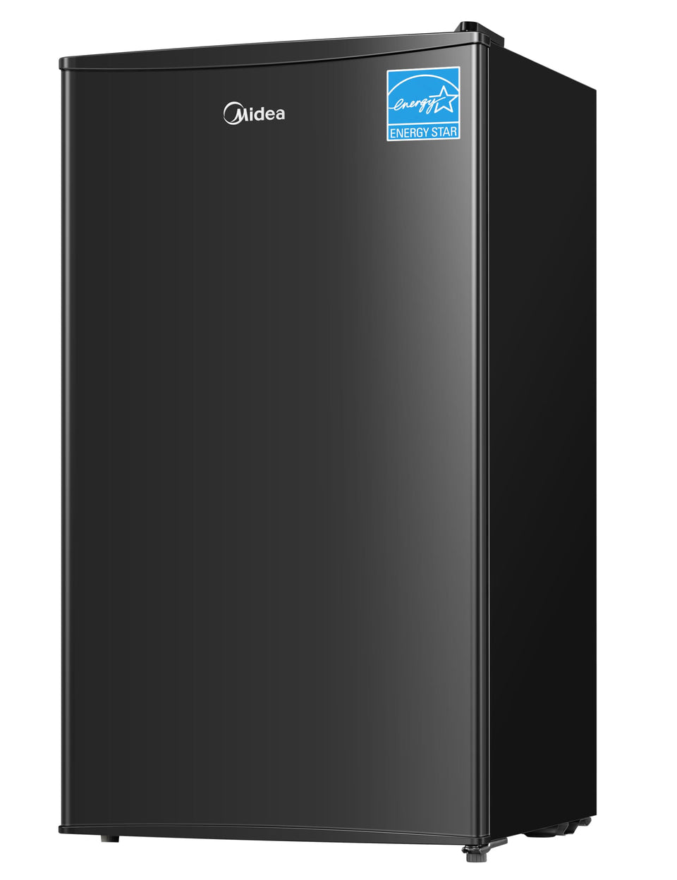 Midea MERM33S1ABB front view in black, compact and stylish.