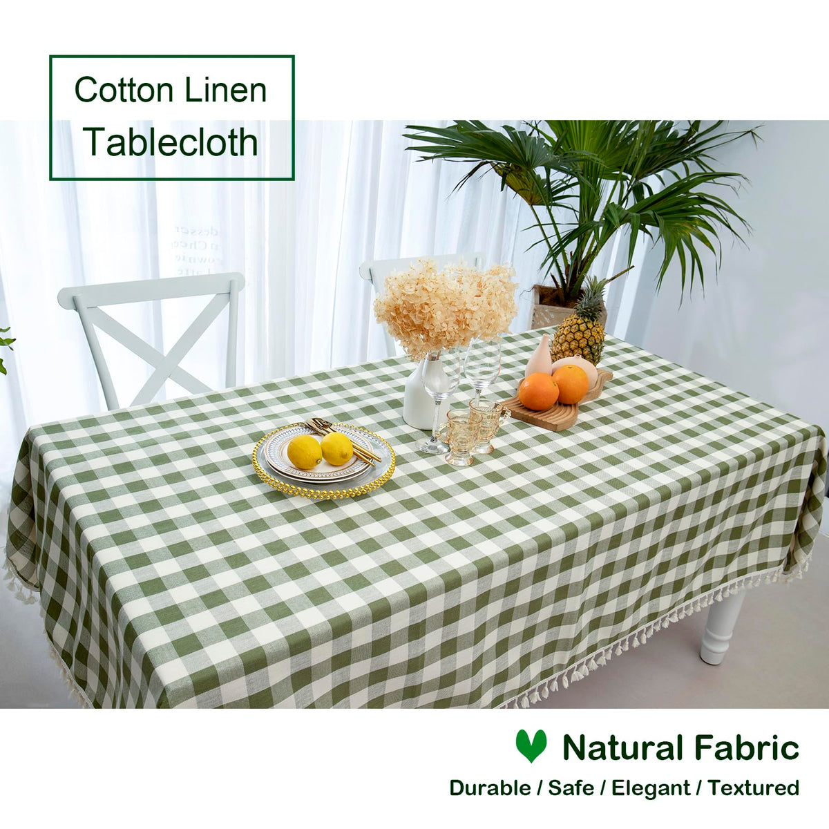 Midsummer Breeze easy-care cotton tablecloth simplifies daily use.