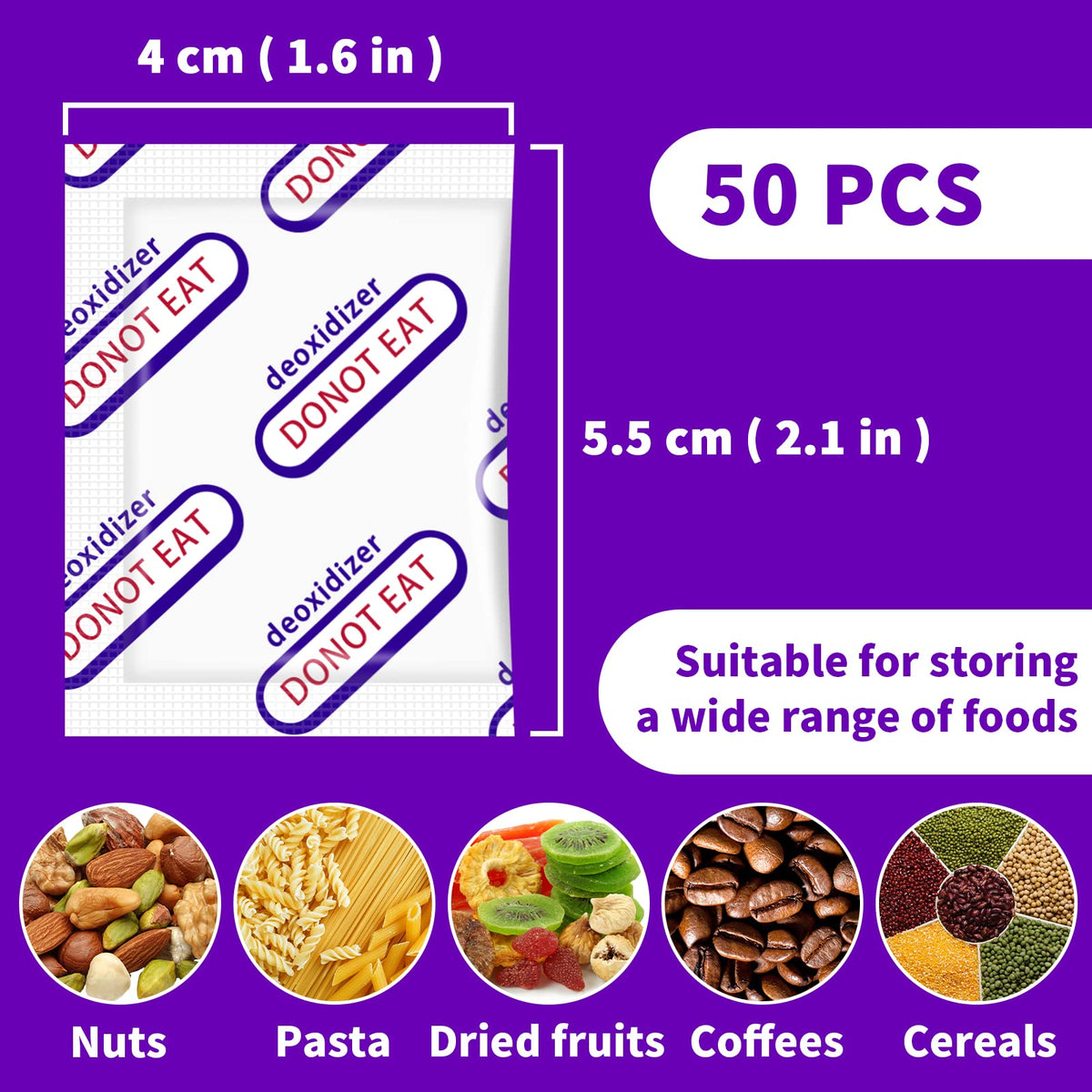 Midukit 500cc oxygen absorbers support long-term storage of grains and dried goods.
