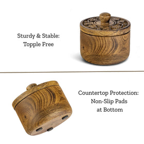 Mie Creations wooden spice bowls keep condiments organized at the stove.