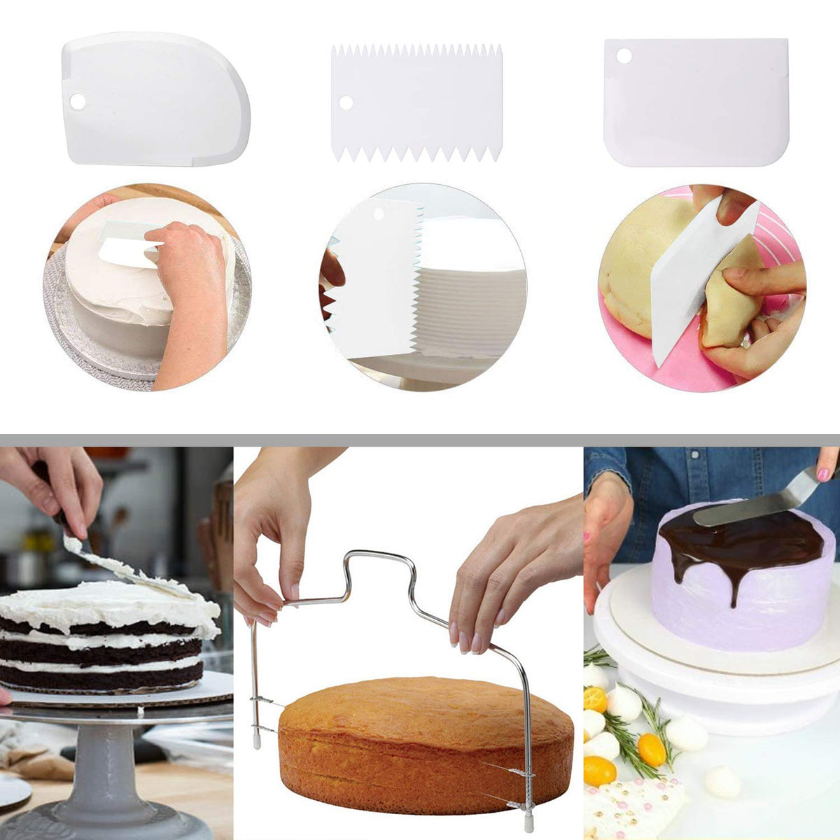 Miecux decorating comb for precise textured patterns on cakes.