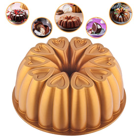 MIENCA heart shape cake pan in gold shows a romantic motif for celebrations.