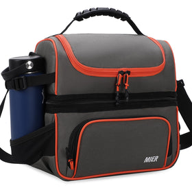 MIER 2-compartment lunch bag top dry section with dual zippers for easy access