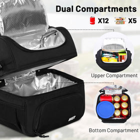 MIER dual-compartment lunch bag bottom cold section insulated for beverages and perishables