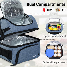 MIER lunch bag bottom cold section with leakproof insulation preserves drinks and yogurt on commutes.