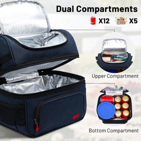 MIER lunch bag bottom cold compartment with insulated liner for drinks.
