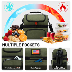 MIER lunch bag front pocket provides quick access to utensils