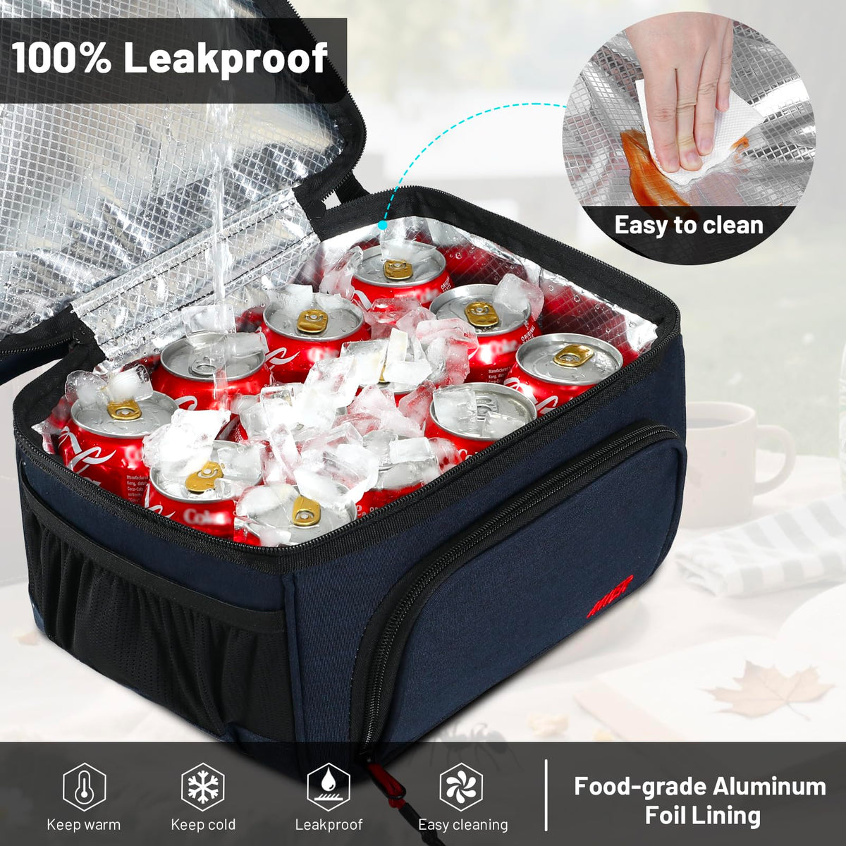 MIER lunch bag rear pocket with card holder for essentials.