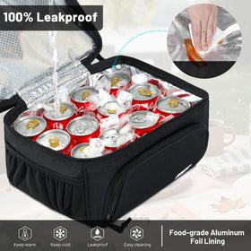 MIER dual-compartment lunch bag rear pouch with hook-and-loop and card holder