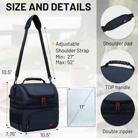 MIER lunch bag side mesh pockets for water bottles during commutes.
