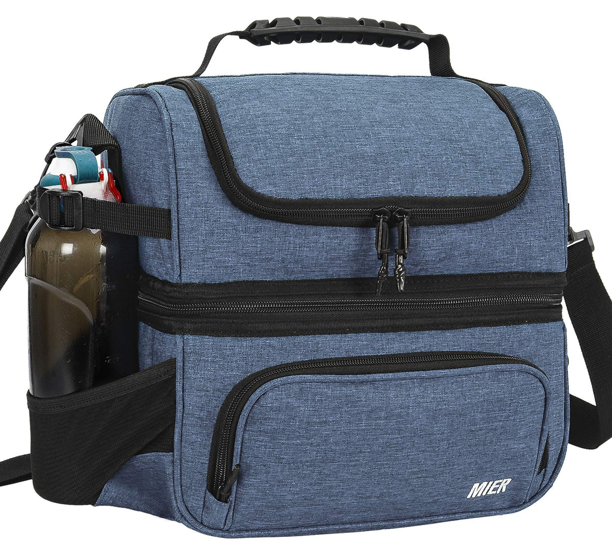 MIER dual compartment lunch bag top dry section keeps fruit fresh and snacks organized.