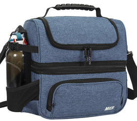 MIER dual compartment lunch bag top dry section keeps fruit fresh and snacks organized.