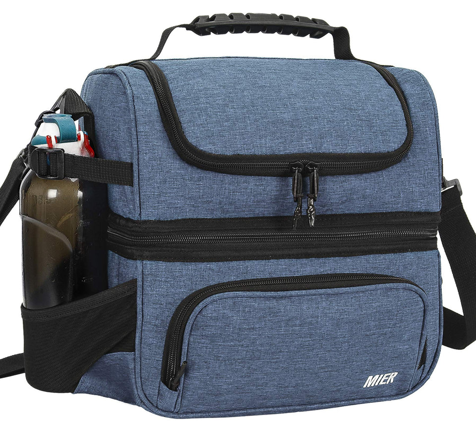 MIER dual compartment lunch bag top dry section keeps fruit fresh and snacks organized.