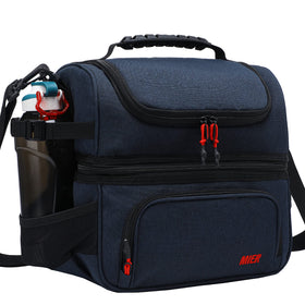 MIER dual-compartment lunch bag top opening for quick access to snacks.