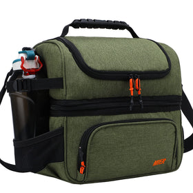 MIER dual compartment lunch bag top opening shows easy access for dry items